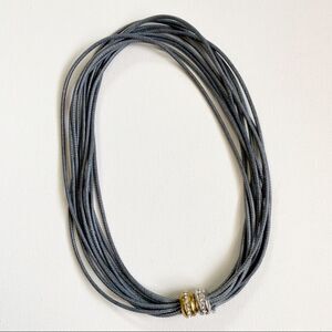 STATEMENT Waxed Cotton Gray Multi Chord Necklace
